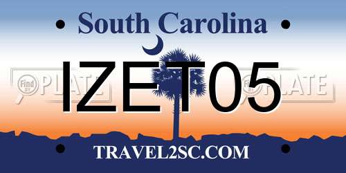 IZET05 South Carolina License Plate