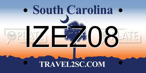 IZEZ08 South Carolina License Plate