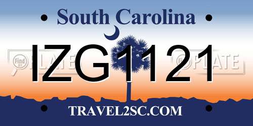 IZG1121 South Carolina License Plate