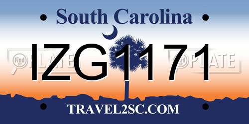 IZG1171 South Carolina License Plate