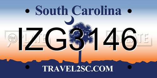 IZG3146 South Carolina License Plate