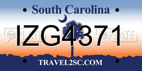 IZG4371 South Carolina License Plate