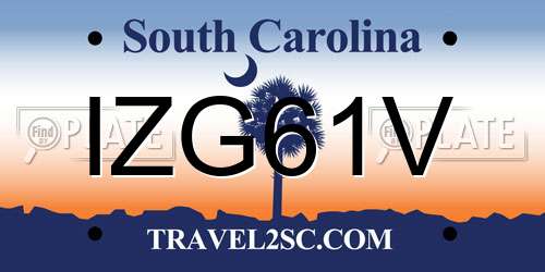 IZG61V South Carolina License Plate