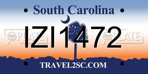 IZI1472 South Carolina License Plate