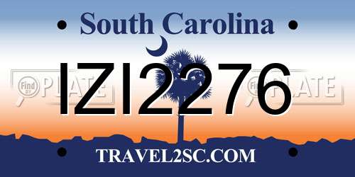 IZI2276 South Carolina License Plate
