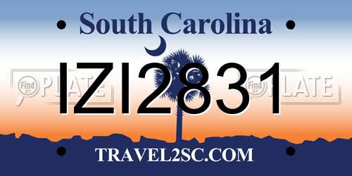 IZI2831 South Carolina License Plate