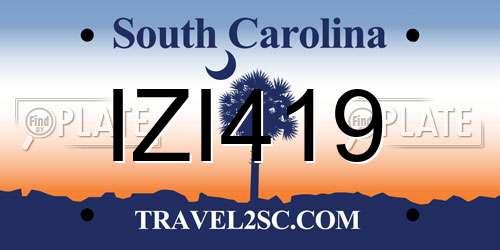IZI419 South Carolina License Plate