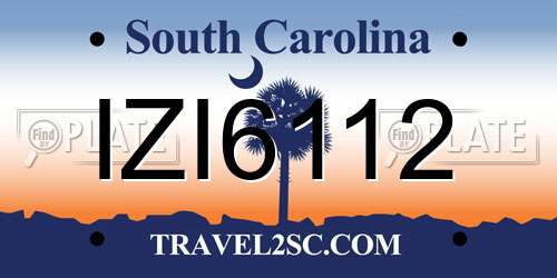 IZI6112 South Carolina License Plate