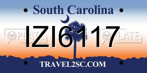IZI6117 South Carolina License Plate