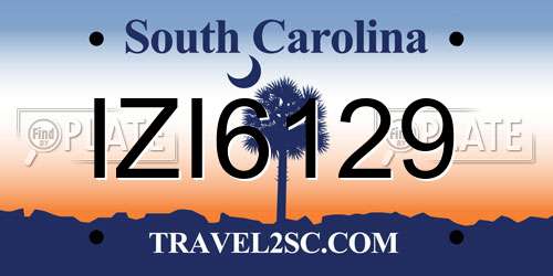 IZI6129 South Carolina License Plate