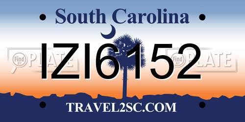 IZI6152 South Carolina License Plate