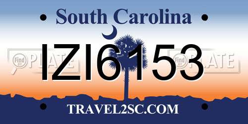 IZI6153 South Carolina License Plate