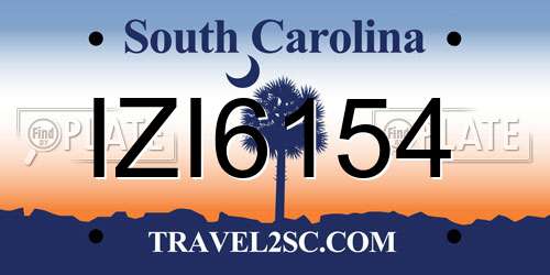 IZI6154 South Carolina License Plate