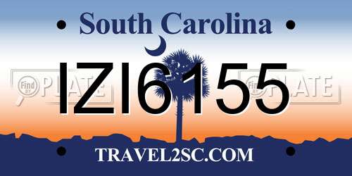 IZI6155 South Carolina License Plate