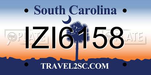 IZI6158 South Carolina License Plate