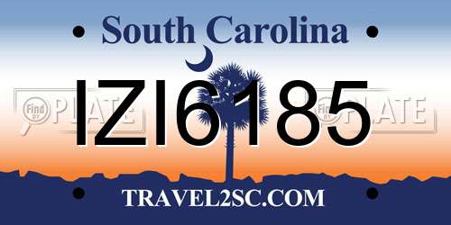 IZI6185 South Carolina License Plate