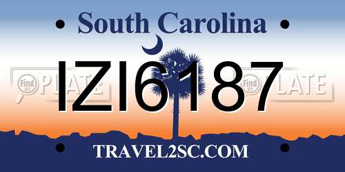 IZI6187 South Carolina License Plate