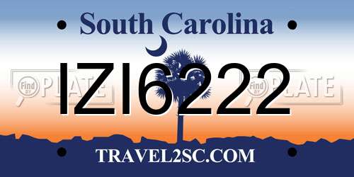 IZI6222 South Carolina License Plate