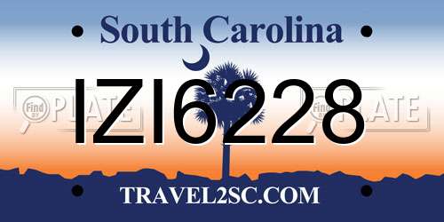 IZI6228 South Carolina License Plate