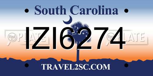 IZI6274 South Carolina License Plate