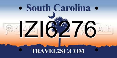 IZI6276 South Carolina License Plate
