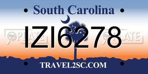 IZI6278 South Carolina License Plate