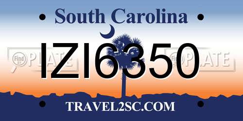 IZI6350 South Carolina License Plate