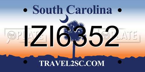 IZI6352 South Carolina License Plate