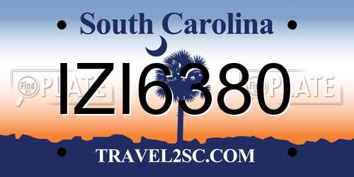 IZI6380 South Carolina License Plate
