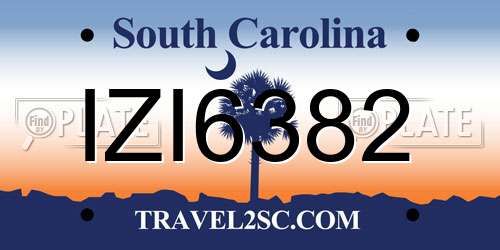 IZI6382 South Carolina License Plate