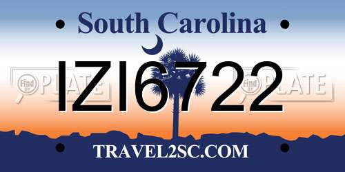 IZI6722 South Carolina License Plate