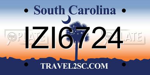IZI6724 South Carolina License Plate