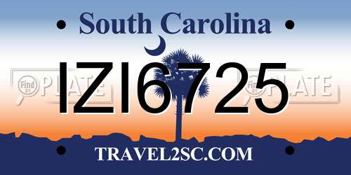 IZI6725 South Carolina License Plate
