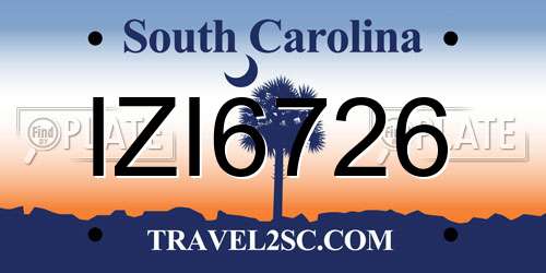 IZI6726 South Carolina License Plate