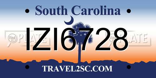 IZI6728 South Carolina License Plate