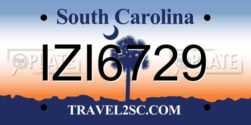 IZI6729 South Carolina License Plate