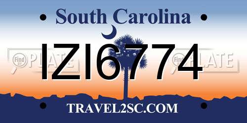 IZI6774 South Carolina License Plate