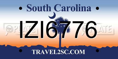 IZI6776 South Carolina License Plate