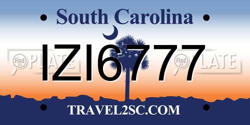 IZI6777 South Carolina License Plate
