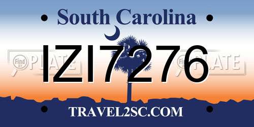 IZI7276 South Carolina License Plate