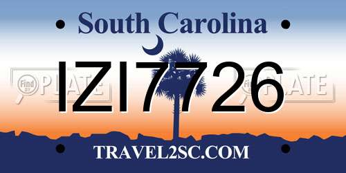 IZI7726 South Carolina License Plate