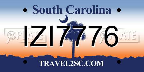 IZI7776 South Carolina License Plate