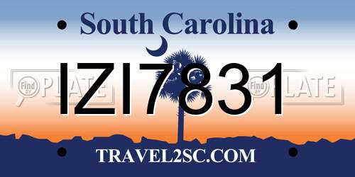 IZI7831 South Carolina License Plate