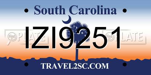 IZI9251 South Carolina License Plate
