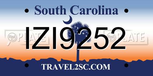 IZI9252 South Carolina License Plate