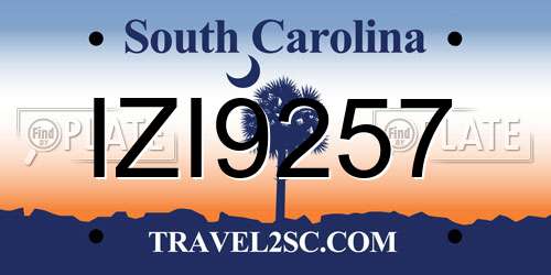 IZI9257 South Carolina License Plate