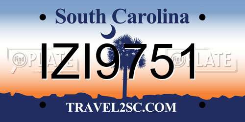 IZI9751 South Carolina License Plate