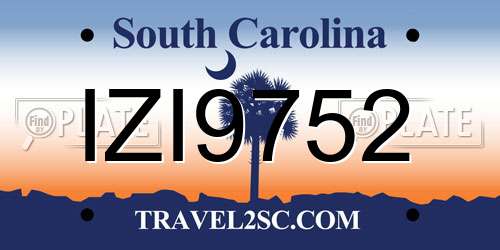 IZI9752 South Carolina License Plate