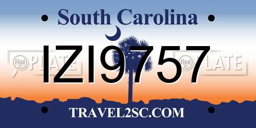 IZI9757 South Carolina License Plate