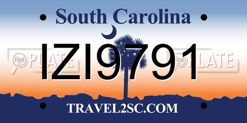 IZI9791 South Carolina License Plate